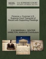 Florence v. Crummer U.S. Supreme Court Transcript of Record with Supporting Pleadings