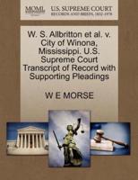 W. S. Allbritton et al. v. City of Winona, Mississippi. U.S. Supreme Court Transcript of Record with Supporting Pleadings