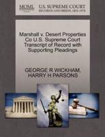 Marshall v. Desert Properties Co U.S. Supreme Court Transcript of Record with Supporting Pleadings