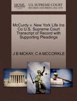 McCurdy v. New York Life Ins Co U.S. Supreme Court Transcript of Record with Supporting Pleadings