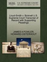 Lloyd-Smith v. Bicknell U.S. Supreme Court Transcript of Record with Supporting Pleadings