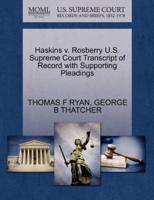 Haskins v. Rosberry U.S. Supreme Court Transcript of Record with Supporting Pleadings