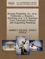 Burman Properties, Inc., et al., Petitioners, v. Roscoe L. McKinney et al. U.S. Supreme Court Transcript of Record with Supporting Pleadings