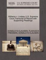 Williams v. Lindsey U.S. Supreme Court Transcript of Record with Supporting Pleadings