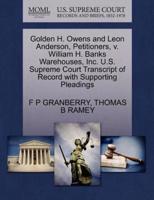 Golden H. Owens and Leon Anderson, Petitioners, v. William H. Banks Warehouses, Inc. U.S. Supreme Court Transcript of Record with Supporting Pleadings