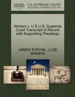 Winters v. U S U.S. Supreme Court Transcript of Record with Supporting Pleadings