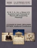 W. M. C. A., Inc. v. Simon U.S. Supreme Court Transcript of Record with Supporting Pleadings