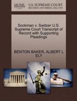 Sockman v. Switzer U.S. Supreme Court Transcript of Record with Supporting Pleadings