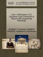 Cole v. Richardson U.S. Supreme Court Transcript of Record with Supporting Pleadings