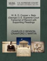 W. B. D. Cooper v. Beto (George) U.S. Supreme Court Transcript of Record with Supporting Pleadings