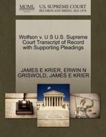 Wolfson v. U S U.S. Supreme Court Transcript of Record with Supporting Pleadings