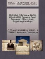 District of Columbia v. Carter (Melvin) U.S. Supreme Court Transcript of Record with Supporting Pleadings