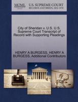City of Sheridan v. U.S. U.S. Supreme Court Transcript of Record with Supporting Pleadings