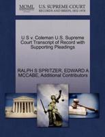 U S v. Coleman U.S. Supreme Court Transcript of Record with Supporting Pleadings