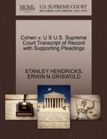 Cohen v. U S U.S. Supreme Court Transcript of Record with Supporting Pleadings