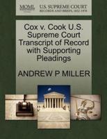 Cox v. Cook U.S. Supreme Court Transcript of Record with Supporting Pleadings