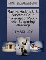 Rose v. Hodges U.S. Supreme Court Transcript of Record with Supporting Pleadings