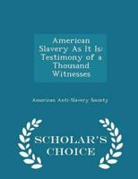 American Slavery As It Is: Testimony of a Thousand Witnesses - Scholar's Choice Edition