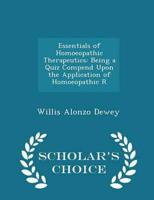 Essentials of Homoeopathic Therapeutics