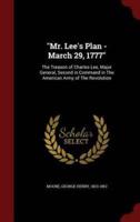 Mr. Lee's Plan - March 29, 1777