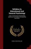 Syllabus in Educational and General Psychology