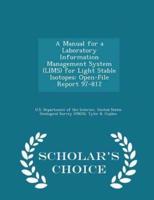 A Manual for a Laboratory Information Management System (Lims) for Light Stable Isotopes