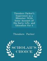 Theodore Parker's Experience as a Minister