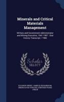 Minerals and Critical Materials Management