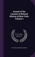 Annals of the Lyceum of Natural History of New York, Volume 1