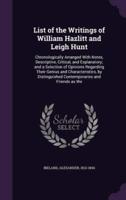 List of the Writings of William Hazlitt and Leigh Hunt