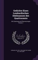 Gedichte Eines Lombardischen Edelmannes Des Quattrocento