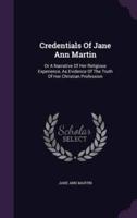 Credentials Of Jane Ann Martin