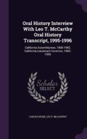 Oral History Interview With Leo T. McCarthy Oral History Transcript, 1995-1996