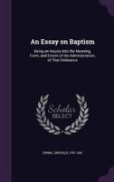 An Essay on Baptism