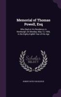 Memorial of Thomas Powell, Esq