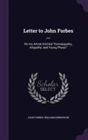 Letter to John Forbes ...