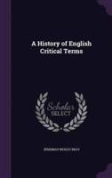 A History of English Critical Terms