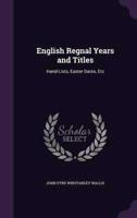 English Regnal Years and Titles
