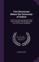 Two Discourses Before the University of Oxford