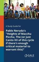 A Study Guide for Pablo Neruda's "Heights of Macchu Picchu, The (or Just Canto XII of This Cycle If There's Enough Critical Material to Warrant This)"
