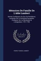 Mémoires De Famille De L'abbé Lambert