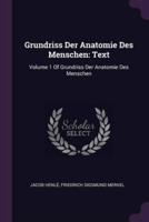 Grundriss Der Anatomie Des Menschen