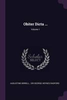 Obiter Dicta ...; Volume 1