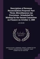 Description of Revenue Reconciliation Proposal