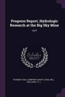 Progress Report, Hydrologic Research at the Big Sky Mine