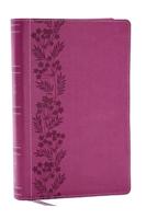 NKJV Personal Size Large Print Bible With 43,000 Cross References, Pink Leathersoft, Red Letter, Comfort Print