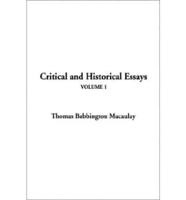 Critical and Historical Essays. V. 1