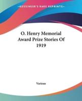 O. Henry Memorial Award Prize Stories Of 1919