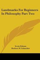 Landmarks For Beginners In Philosophy Part Two