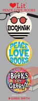 Peace, Love & Books 3 Badge Set